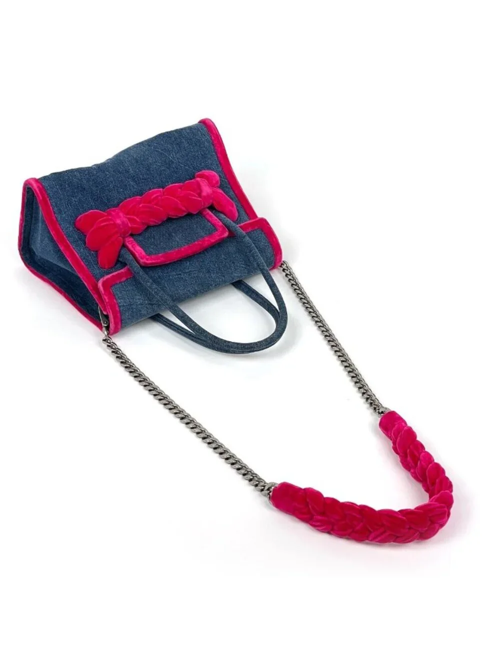 Miu Miu Handbag 2-Way Denim Blue Pink